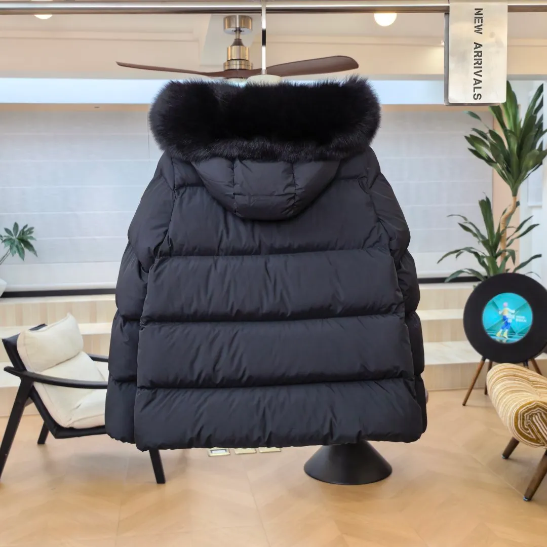 【Original Authentic 】 #Moncer｜ SS 26 Laichefur Hooded Shearling-Trimmed Short Down Jacket A #T 76# Size: 0# 1# 2# 3# Colorway: Black/Black Beige/Beige